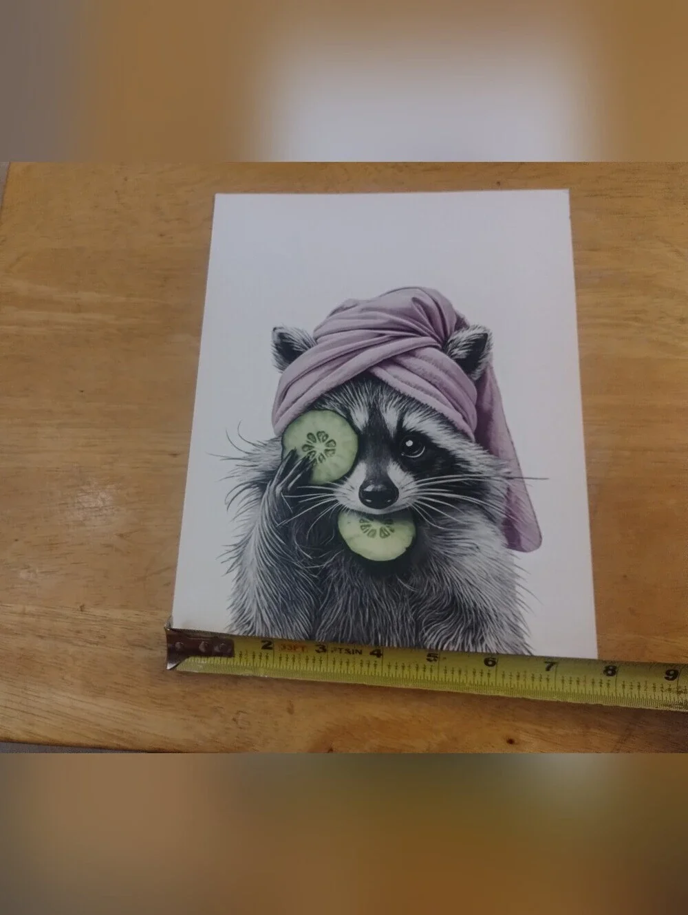 Spa Day Raccoon Wall Art Print Cute Animal Bathroom Decor 8x10